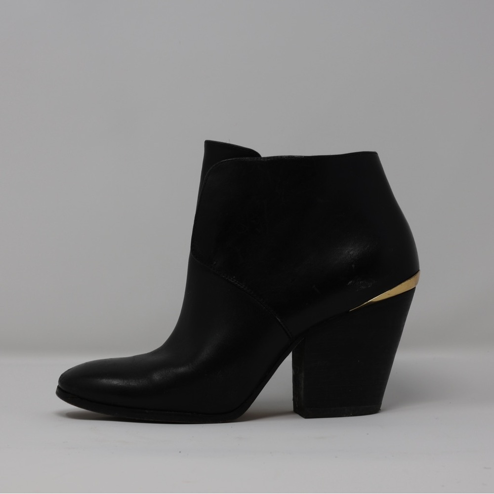 Cole Haan Black Ankle Booties with Gold Accent